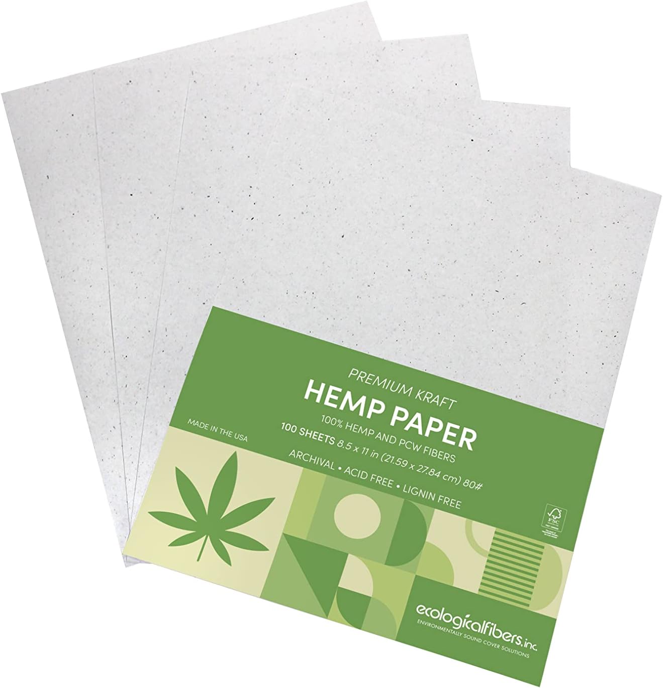 Hemp Paper Pack of 100 Collection, 8.5” x 11”,by Ecological Fibers