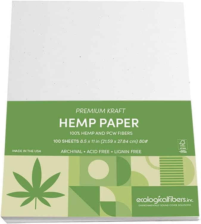 Hemp Paper Pack of 100 Collection, 8.5” x 11”,by Ecological Fibers