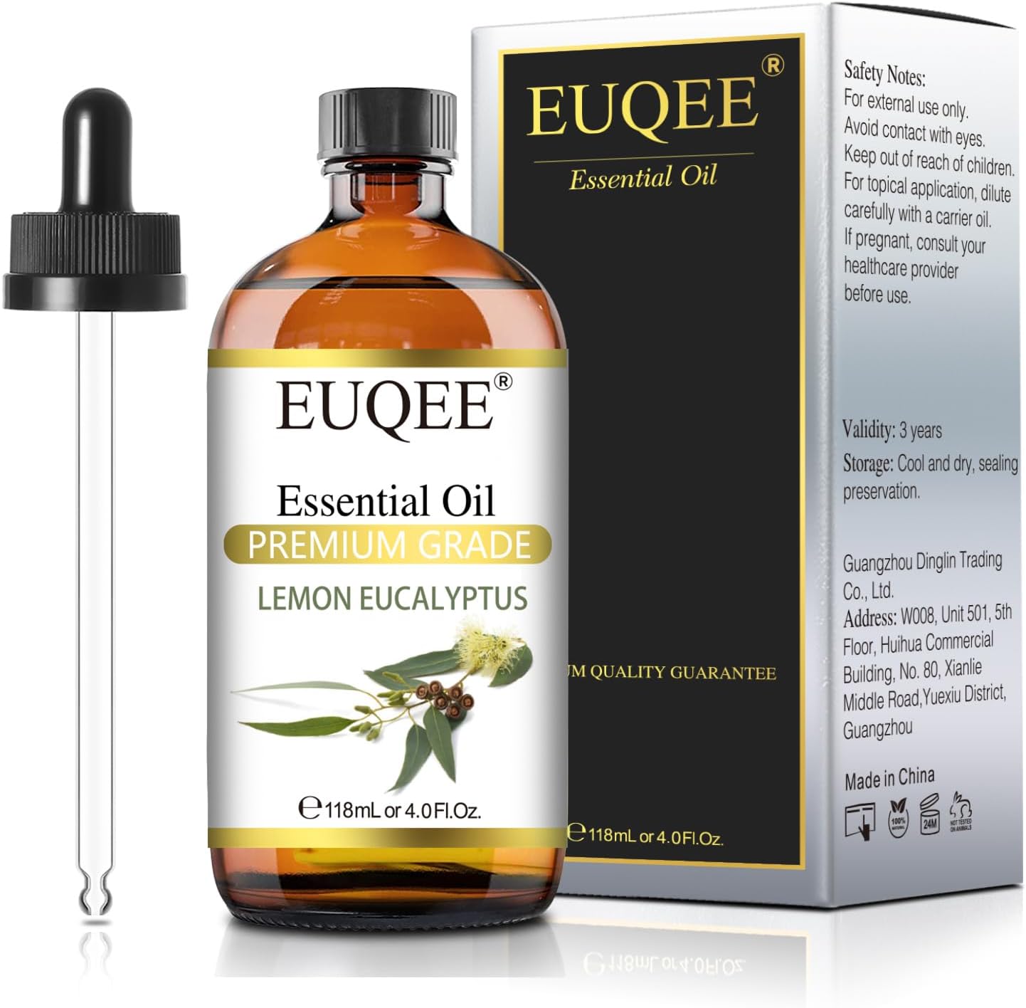 Lemon Eucalyptus Essential Oil Pure Lemon Eucalyptus Oil, Large Capacity Essential Oil with Glass Dropper for Diffuser, Candle Making - 118ml / 4 Fl.Oz