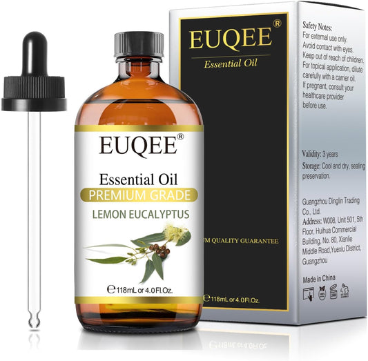 Lemon Eucalyptus Essential Oil Pure Lemon Eucalyptus Oil, Large Capacity Essential Oil with Glass Dropper for Diffuser, Candle Making - 118ml / 4 Fl.Oz