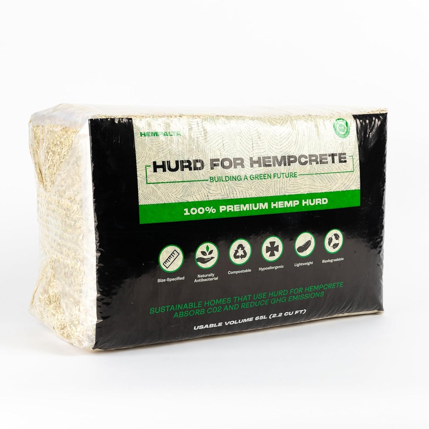 Organic Hemp fibers (hurd/innner layers only) | 65L