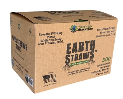 Hemp Plastic Straws, Individually Wrapped, Box of 500